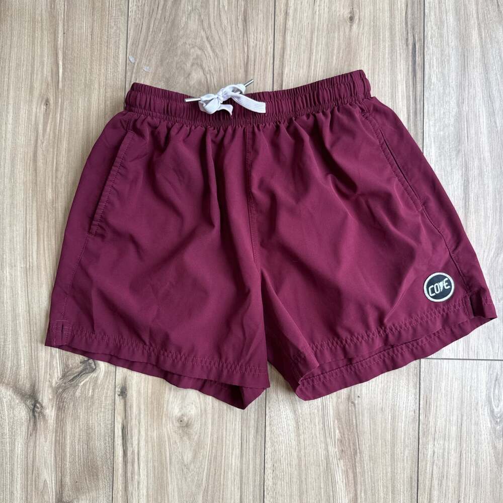 COVE Men's Maroon Red Coastal Lightweight Athletic Shorts Size 30 Elastic Waist